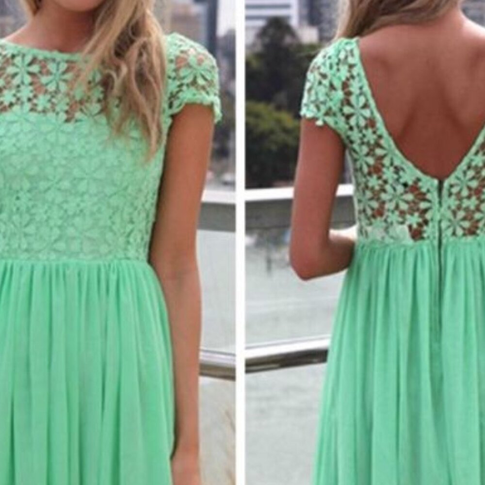 Southern Fried Chics Mint green short crochet dress Size XL